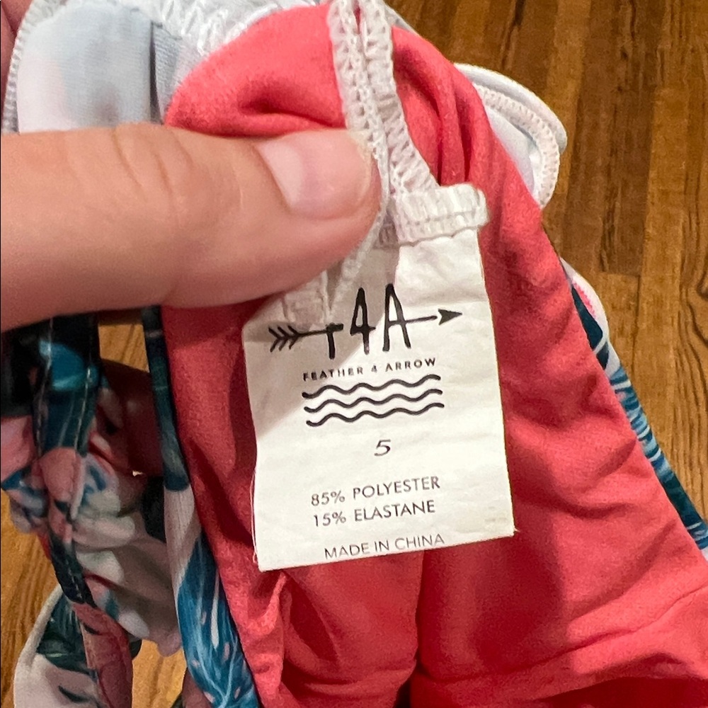 Tropical Floral Kids One Piece Swimsuit - Picture 3 of 3
